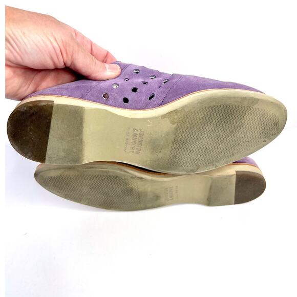 JOHNSTON & MURPHY Size 7 Purple Suede Lace Up Oxford Shoes with Cutouts - Picture 7 of 8